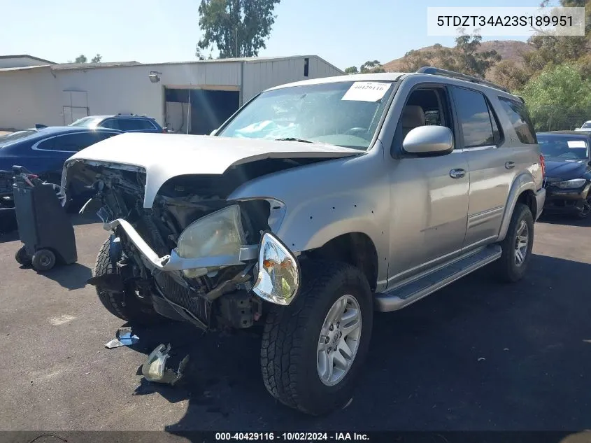 5TDZT34A23S189951 2003 Toyota Sequoia Sr5 V8