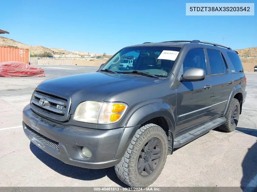 5TDZT38AX3S203542 2003 Toyota Sequoia Limited V8