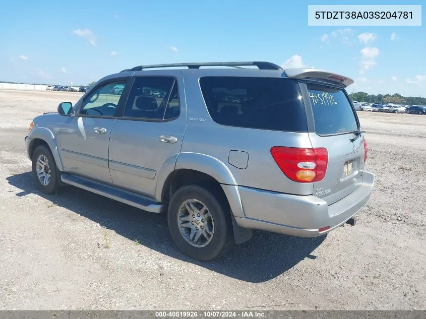 5TDZT38A03S204781 2003 Toyota Sequoia Limited