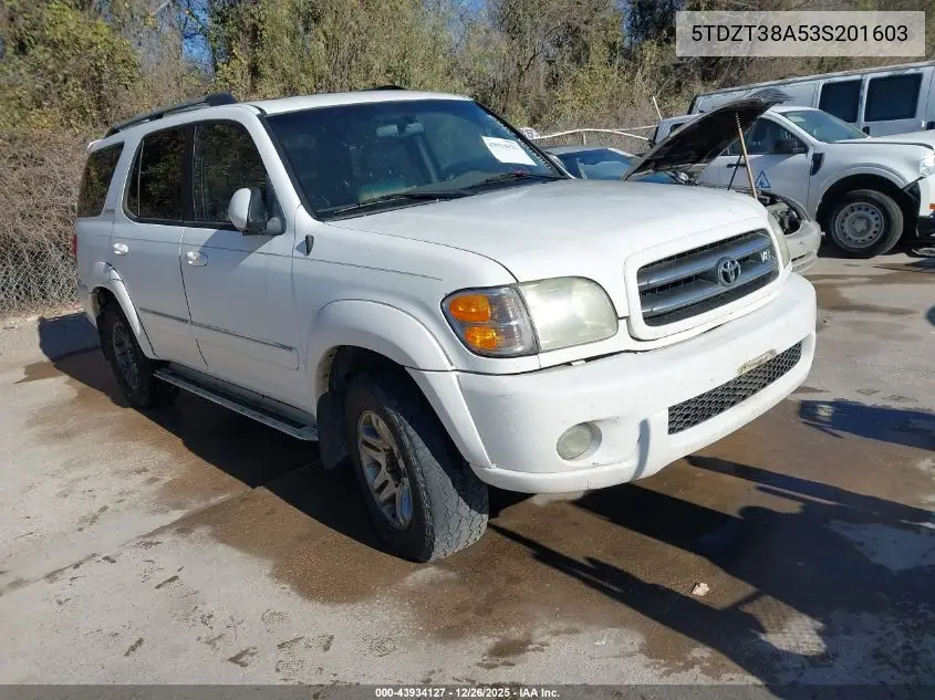 5TDZT38A53S201603 2003 Toyota Sequoia Limited V8