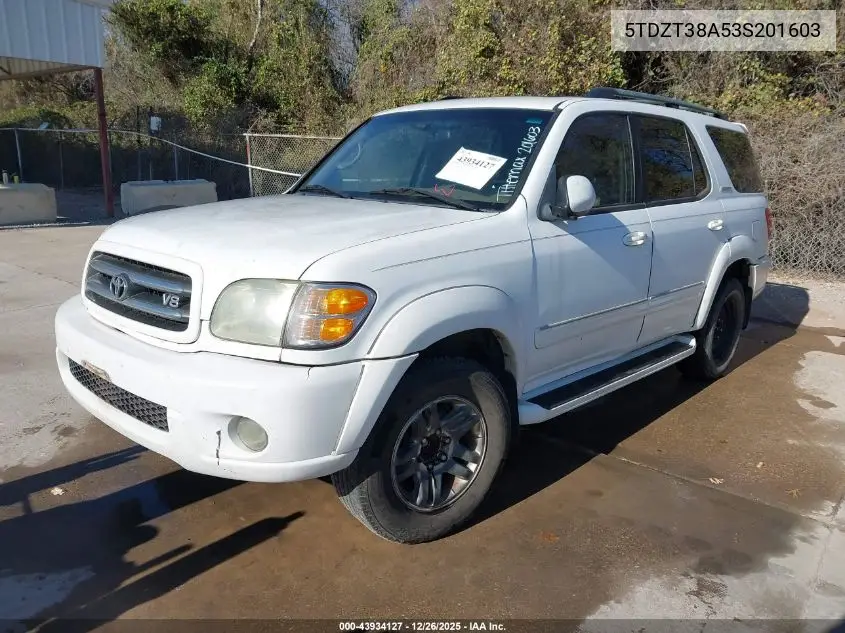 5TDZT38A53S201603 2003 Toyota Sequoia Limited V8