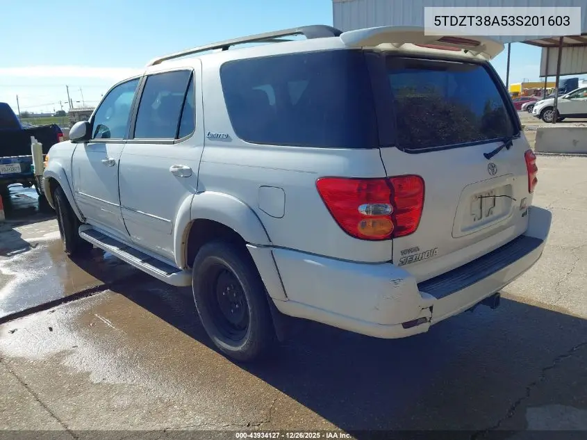 5TDZT38A53S201603 2003 Toyota Sequoia Limited V8