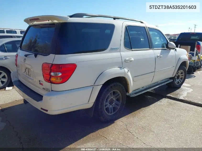 5TDZT38A53S201603 2003 Toyota Sequoia Limited V8