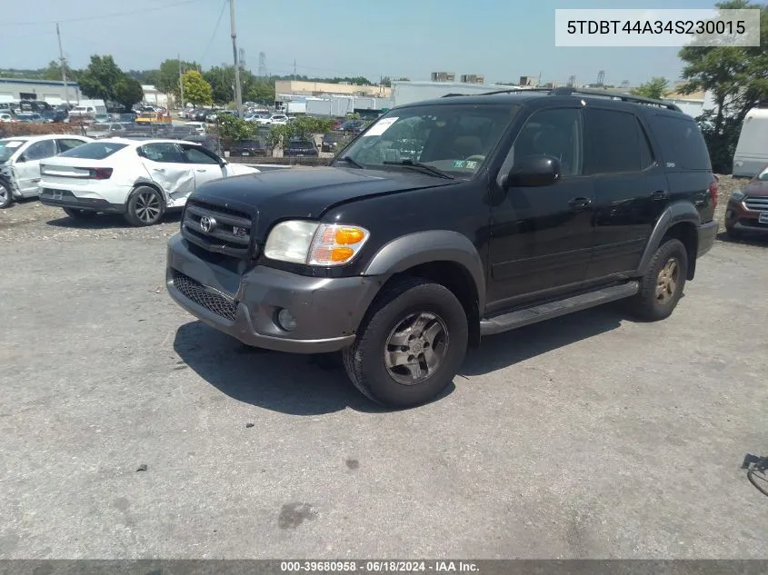 2004 Toyota Sequoia Sr5 V8 VIN: 5TDBT44A34S230015 Lot: 39680958