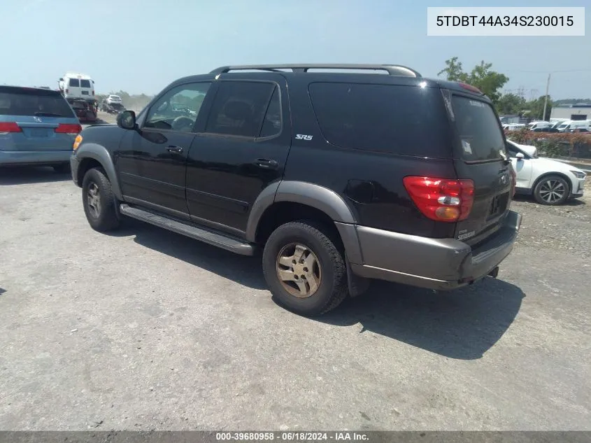 2004 Toyota Sequoia Sr5 V8 VIN: 5TDBT44A34S230015 Lot: 39680958