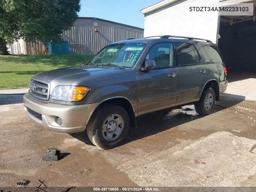 2004 Toyota Sequoia Sr5 V8 VIN: 5TDZT34A34S233103 Lot: 39710655