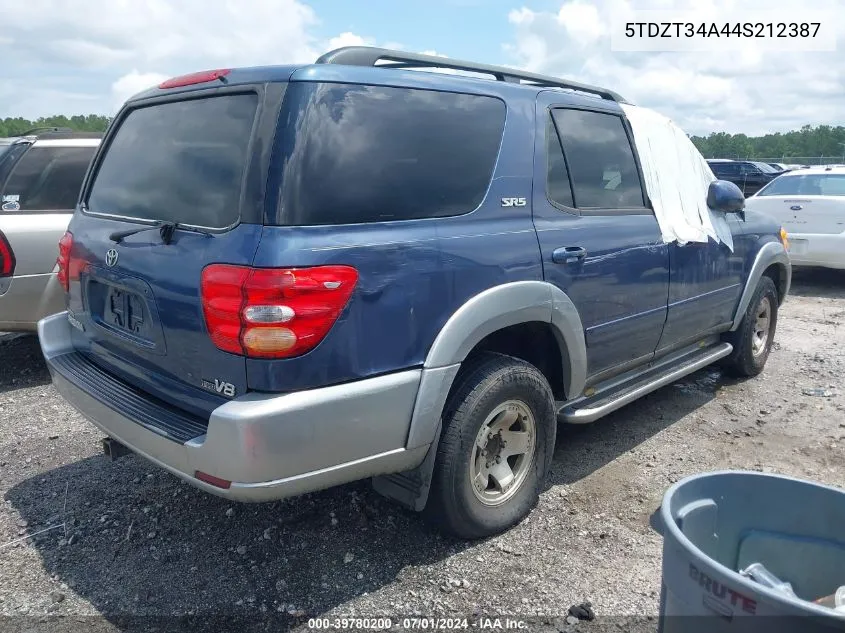 2004 Toyota Sequoia Sr5 V8 VIN: 5TDZT34A44S212387 Lot: 39780200