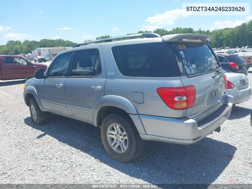 2004 Toyota Sequoia Sr5 V8 VIN: 5TDZT34A24S233626 Lot: 39787587