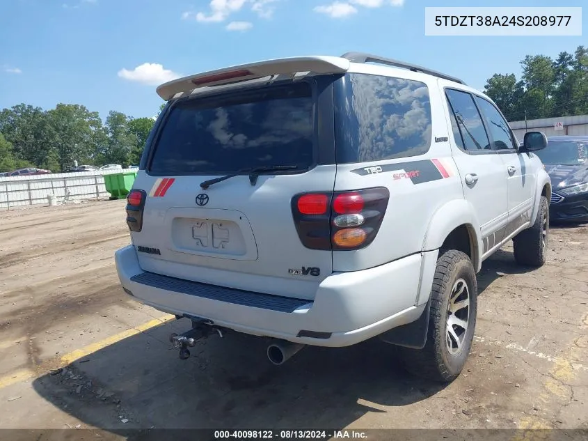 2004 Toyota Sequoia Limited V8 VIN: 5TDZT38A24S208977 Lot: 40098122