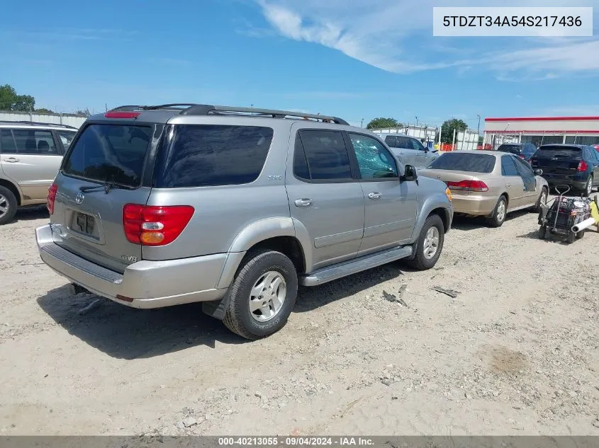 2004 Toyota Sequoia Sr5 V8 VIN: 5TDZT34A54S217436 Lot: 40213055