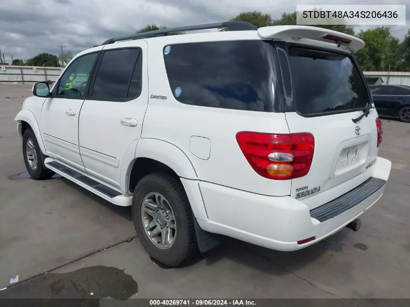 2004 Toyota Sequoia Limited V8 VIN: 5TDBT48A34S206436 Lot: 40269741