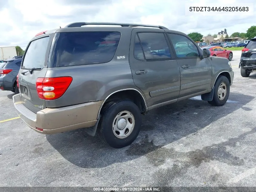 2004 Toyota Sequoia Sr5 V8 VIN: 5TDZT34A64S205683 Lot: 40335660