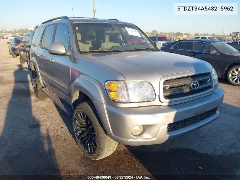 5TDZT34A54S215962 2004 Toyota Sequoia Sr5 V8