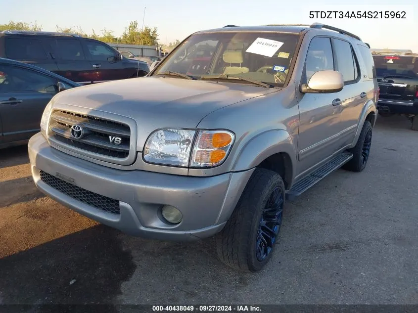 5TDZT34A54S215962 2004 Toyota Sequoia Sr5 V8