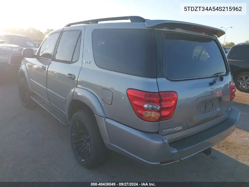 5TDZT34A54S215962 2004 Toyota Sequoia Sr5 V8