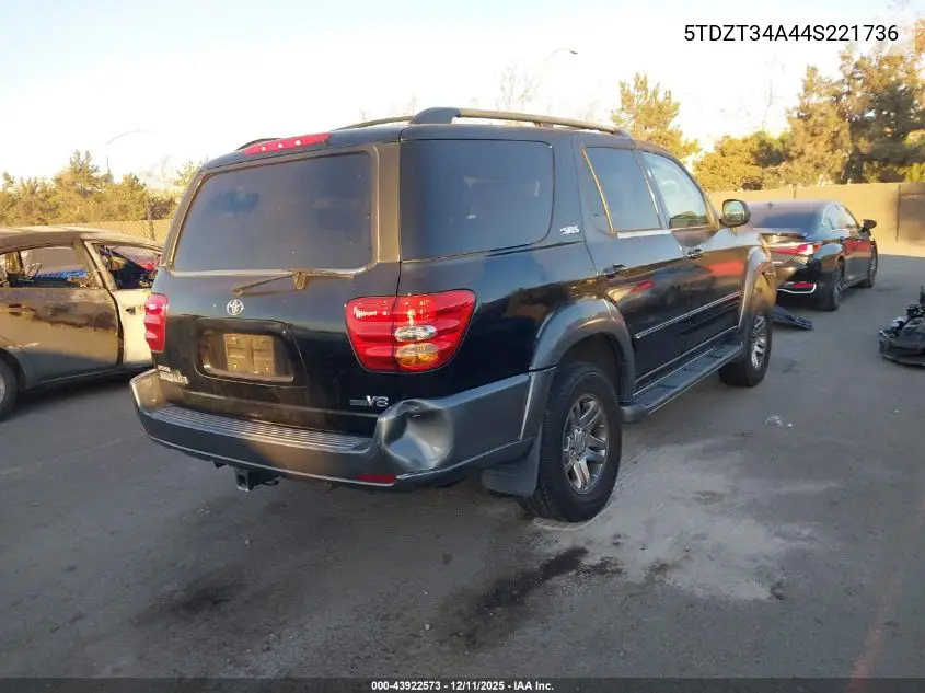 5TDZT34A44S221736 2004 Toyota Sequoia Sr5 V8