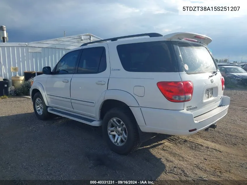 2005 Toyota Sequoia Limited V8 VIN: 5TDZT38A15S251207 Lot: 40331231