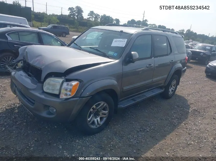 2005 Toyota Sequoia Limited V8 VIN: 5TDBT48A85S234542 Lot: 40359243