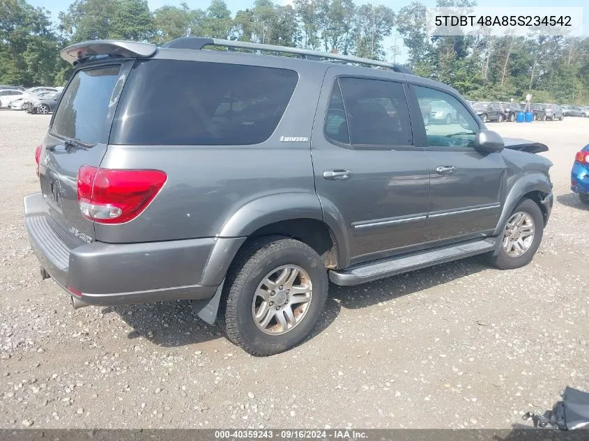 5TDBT48A85S234542 2005 Toyota Sequoia Limited V8