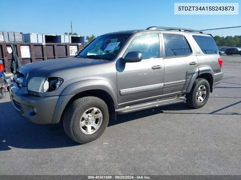 2005 Toyota Sequoia Sr5 V8 VIN: 5TDZT34A15S243873 Lot: 40361899