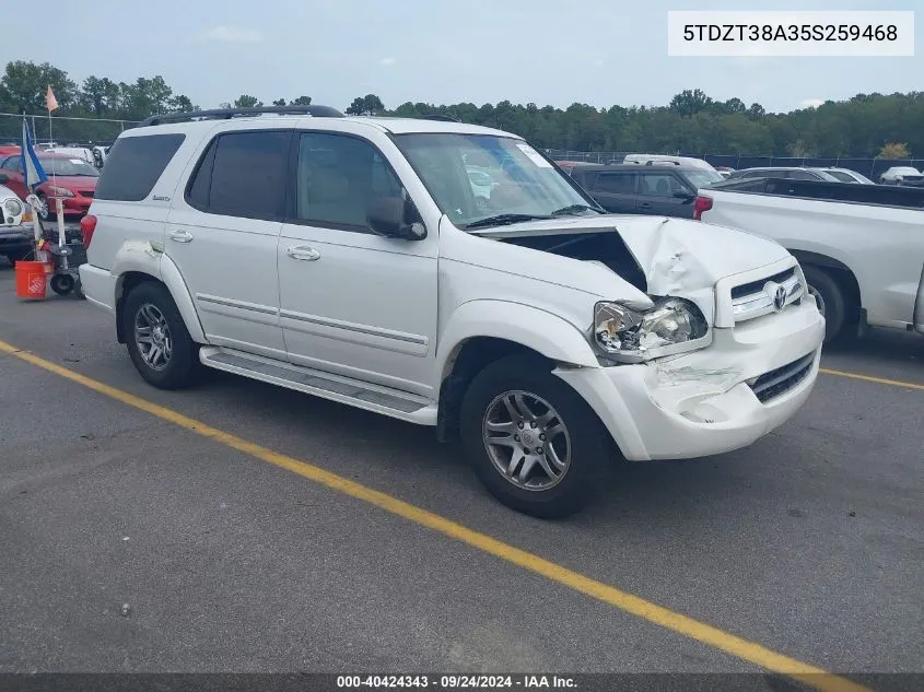 2005 Toyota Sequoia Limited V8 VIN: 5TDZT38A35S259468 Lot: 40424343