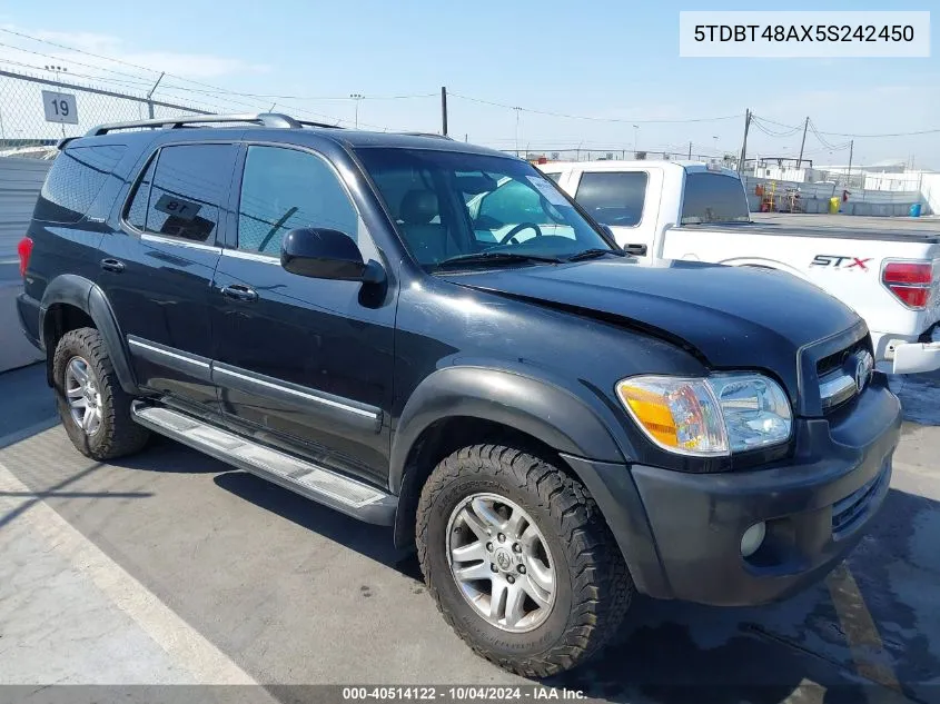 5TDBT48AX5S242450 2005 Toyota Sequoia Limited V8