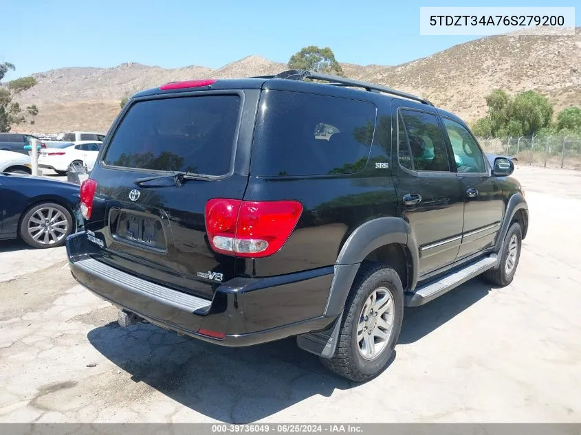 2006 Toyota Sequoia Sr5 VIN: 5TDZT34A76S279200 Lot: 39736049