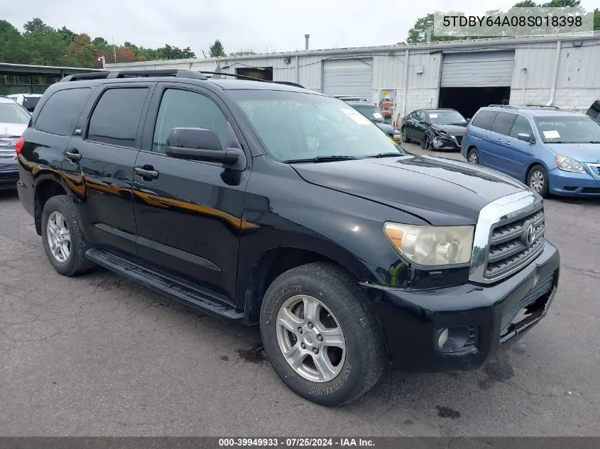 5TDBY64A08S018398 2008 Toyota Sequoia Sr5 5.7L V8