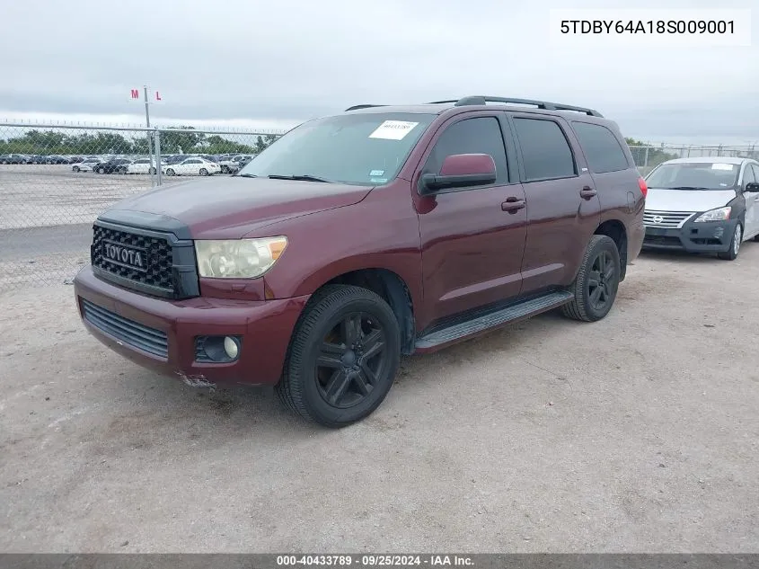 2008 Toyota Sequoia Sr5 5.7L V8 VIN: 5TDBY64A18S009001 Lot: 40433789