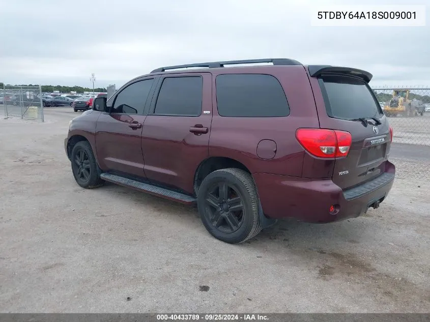 5TDBY64A18S009001 2008 Toyota Sequoia Sr5 5.7L V8