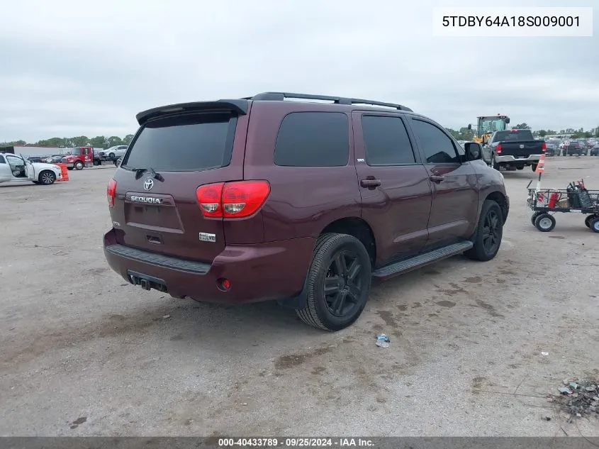 2008 Toyota Sequoia Sr5 5.7L V8 VIN: 5TDBY64A18S009001 Lot: 40433789