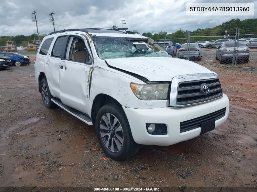 5TDBY64A78S013960 2008 Toyota Sequoia Sr5 5.7L V8