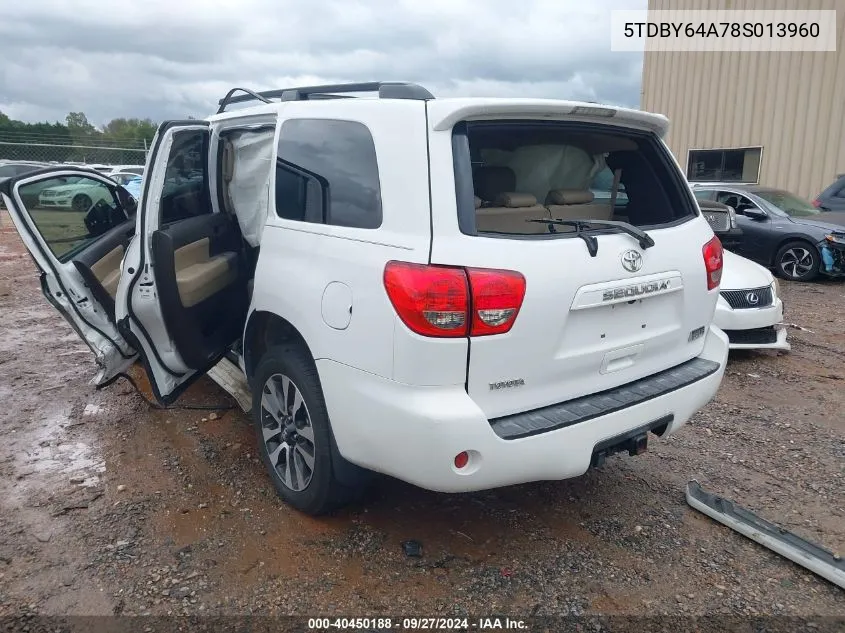 2008 Toyota Sequoia Sr5 5.7L V8 VIN: 5TDBY64A78S013960 Lot: 40450188