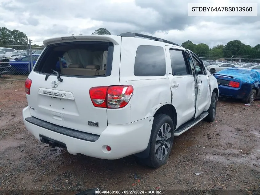 2008 Toyota Sequoia Sr5 5.7L V8 VIN: 5TDBY64A78S013960 Lot: 40450188