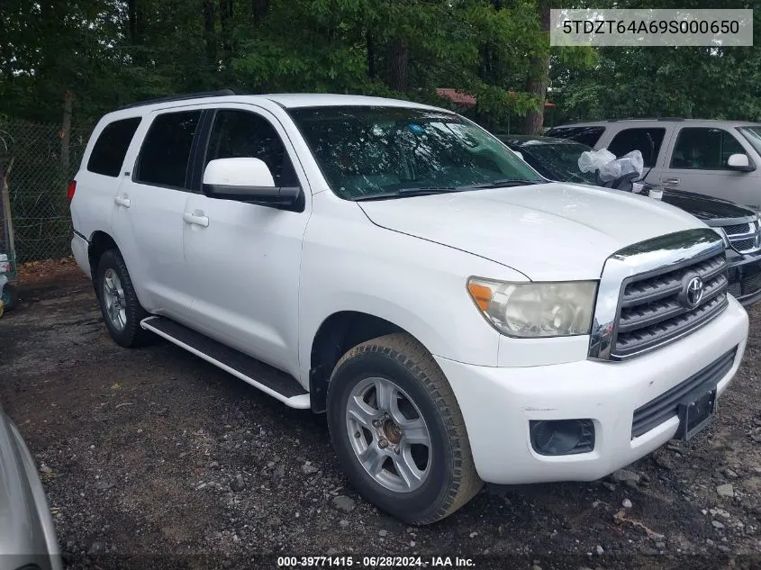 2009 Toyota Sequoia Sr5 4.7L V8 VIN: 5TDZT64A69S000650 Lot: 39771415