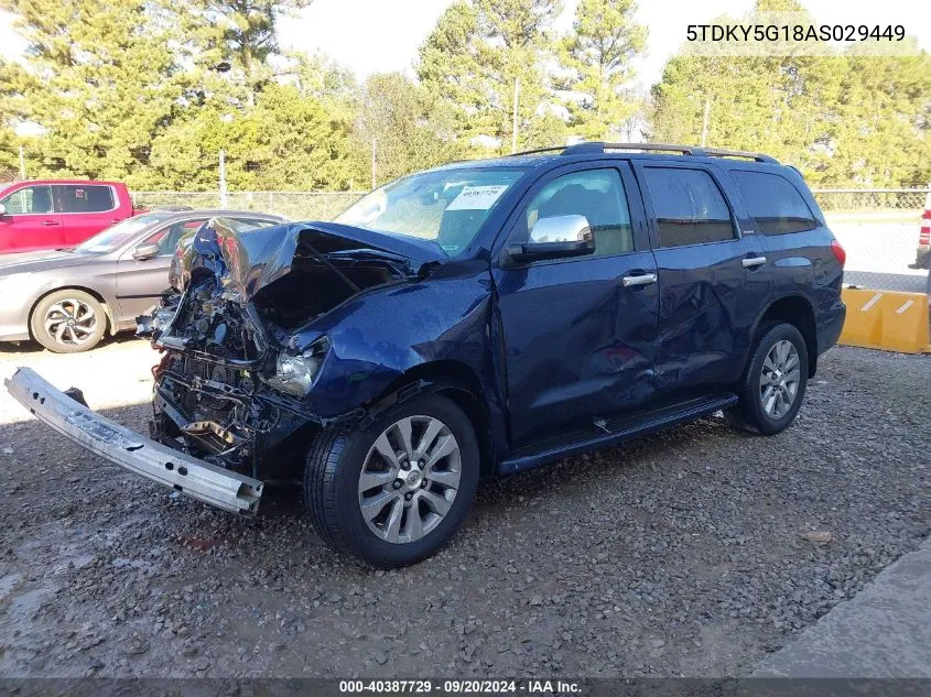 2010 Toyota Sequoia Limited 5.7L V8 VIN: 5TDKY5G18AS029449 Lot: 40387729