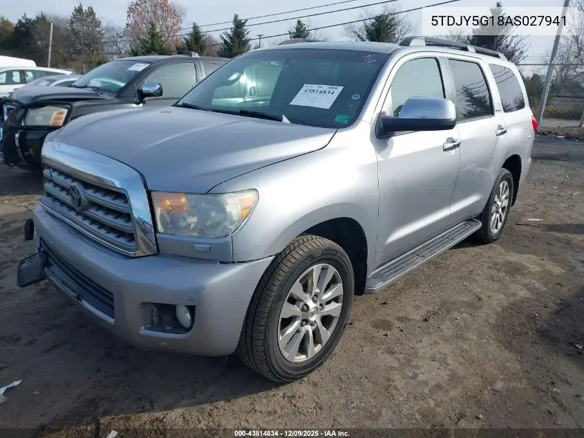 5TDJY5G18AS027941 2010 Toyota Sequoia Limited 5.7L V8