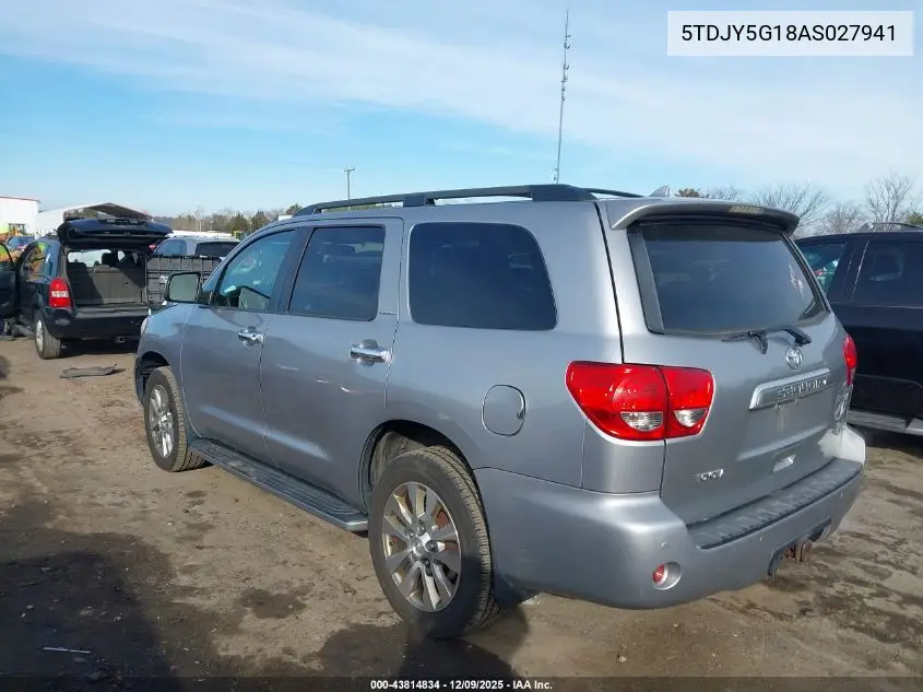 5TDJY5G18AS027941 2010 Toyota Sequoia Limited 5.7L V8