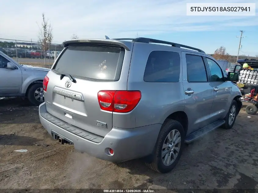 5TDJY5G18AS027941 2010 Toyota Sequoia Limited 5.7L V8