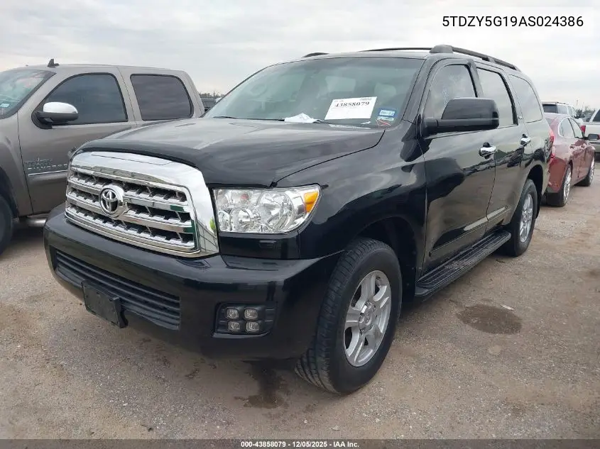 5TDZY5G19AS024386 2010 Toyota Sequoia Sr5 5.7L V8