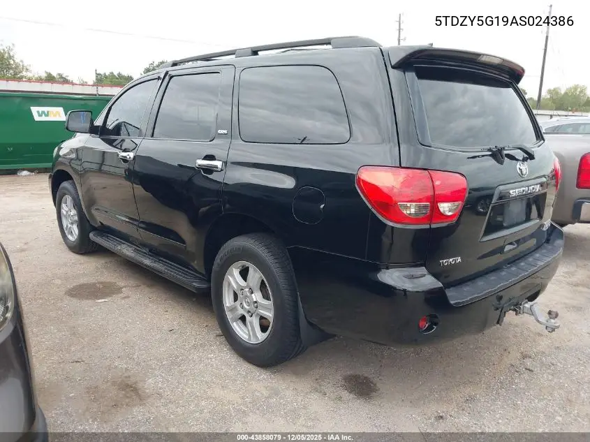 5TDZY5G19AS024386 2010 Toyota Sequoia Sr5 5.7L V8