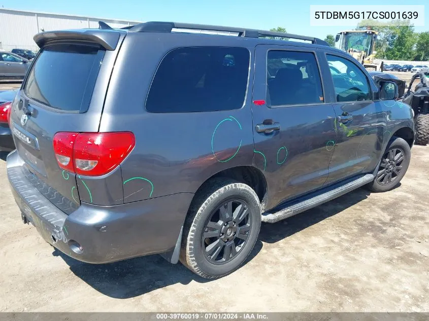 2012 Toyota Sequoia Sr5 4.6L V8 VIN: 5TDBM5G17CS001639 Lot: 39760019