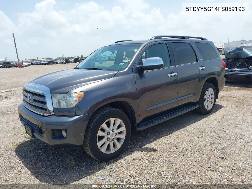 2015 Toyota Sequoia Platinum 5.7L V8 VIN: 5TDYY5G14FS059193 Lot: 39762704