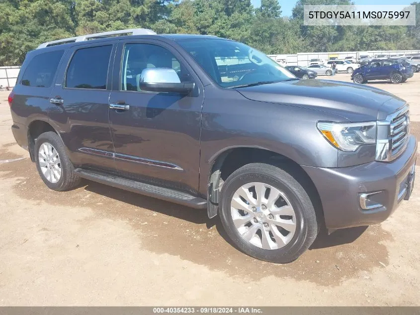 2021 Toyota Sequoia Platinum VIN: 5TDGY5A11MS075997 Lot: 40354233