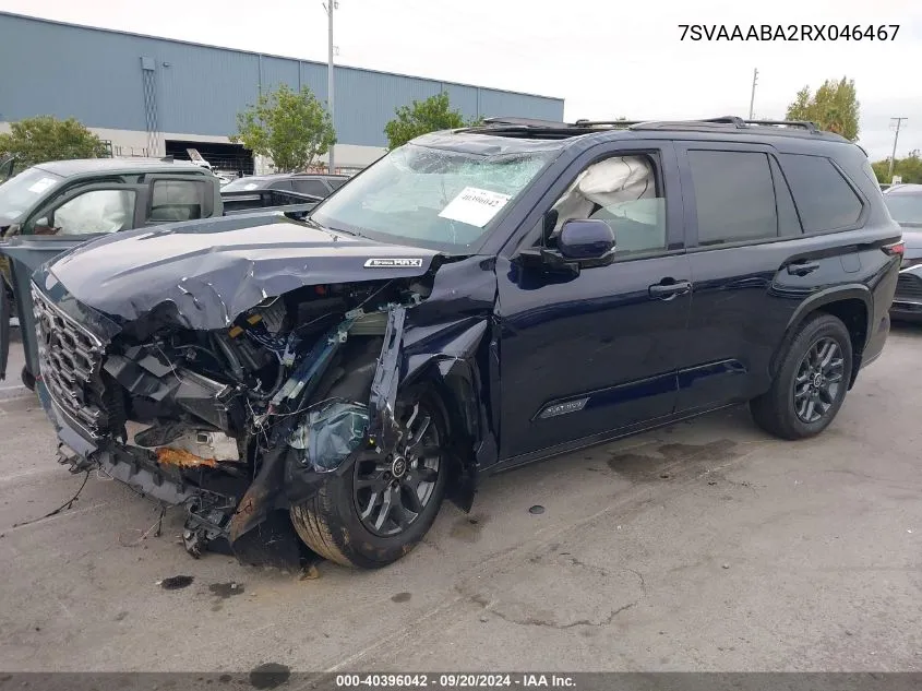 2024 Toyota Sequoia Platinum VIN: 7SVAAABA2RX046467 Lot: 40396042