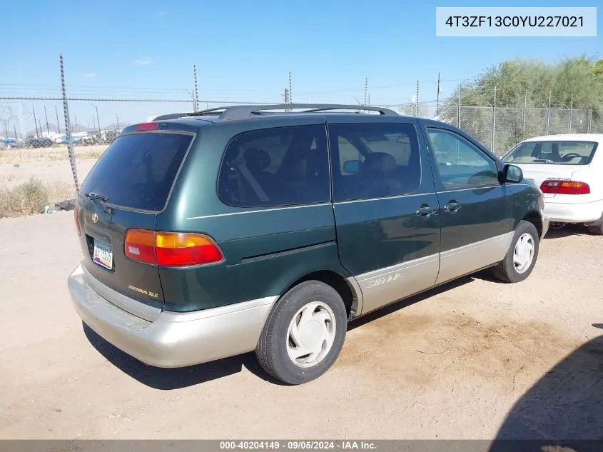 2000 Toyota Sienna Xle VIN: 4T3ZF13C0YU227021 Lot: 40204149