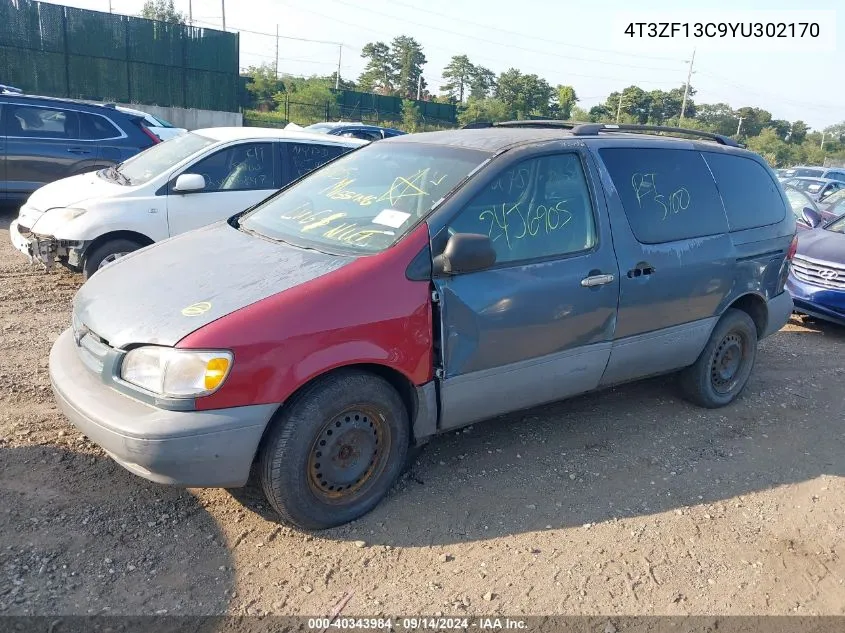 2000 Toyota Sienna Le VIN: 4T3ZF13C9YU302170 Lot: 40343984