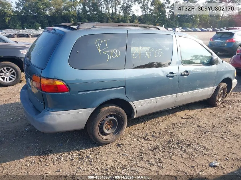 2000 Toyota Sienna Le VIN: 4T3ZF13C9YU302170 Lot: 40343984