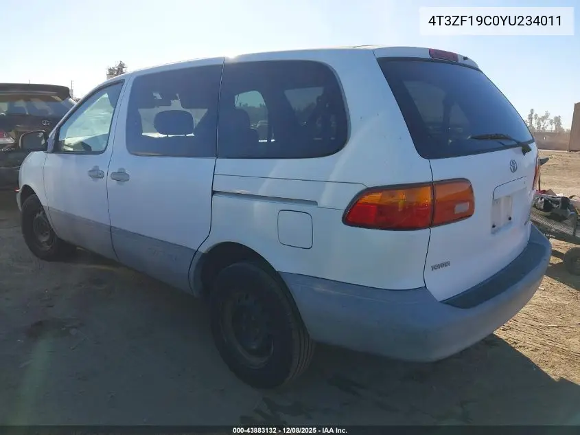4T3ZF19C0YU234011 2000 Toyota Sienna Ce