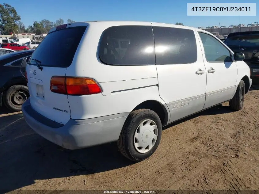 4T3ZF19C0YU234011 2000 Toyota Sienna Ce